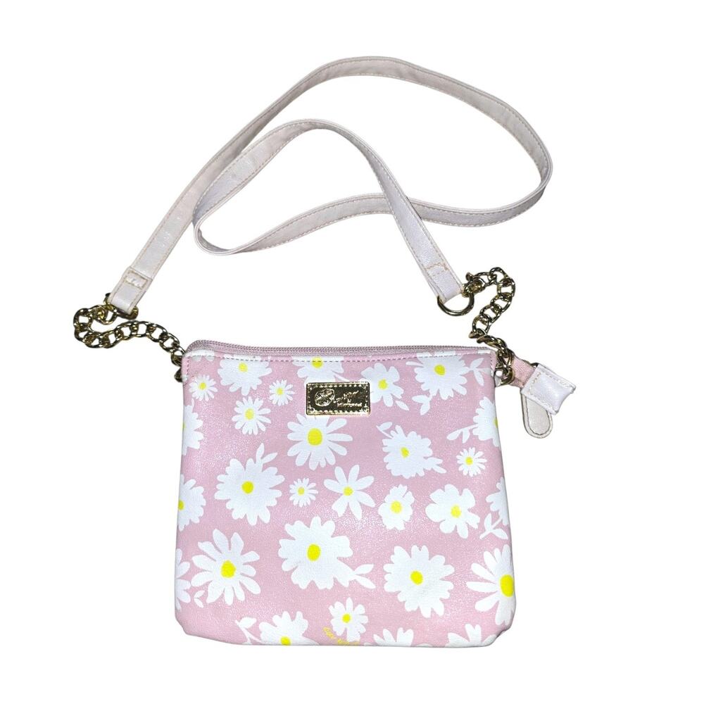Luv Betsey Johnson Daisy Crossbody Purse Pink White Floral Gold Chain Mini Bag